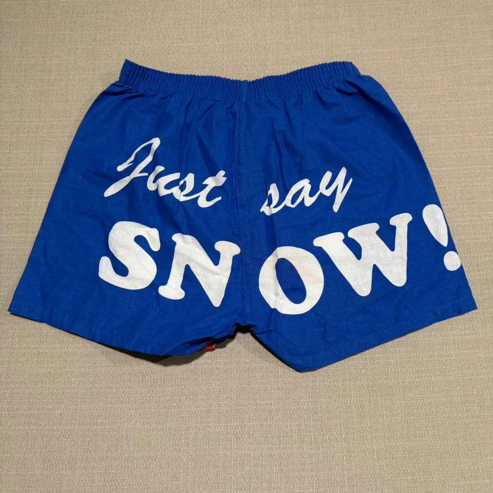 Joe Boxer Mens Blue Snowman Just Say Snow Vintage Novelty Boxer Shorts Small